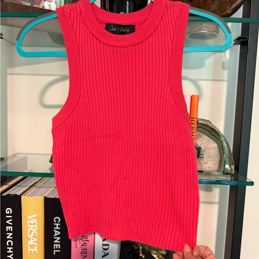 Chic Vibe Coral Ribbed Tank Top S002